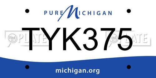 TYK375 Michigan License Plate