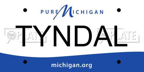 TYNDAL Michigan License Plate