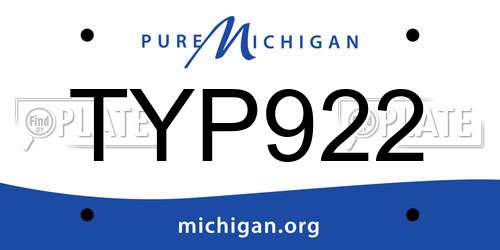 TYP922 Michigan License Plate