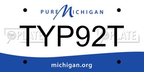 TYP92T Michigan License Plate