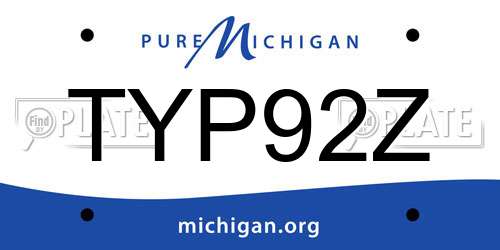 TYP92Z Michigan License Plate