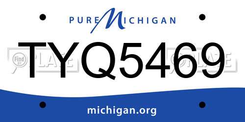 TYQ5469 Michigan License Plate