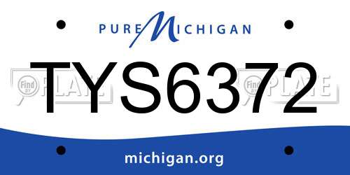 TYS6372 Michigan License Plate