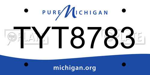 TYT8783 Michigan License Plate