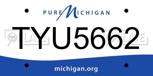 TYU5662 Michigan License Plate