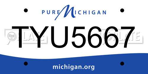 TYU5667 Michigan License Plate