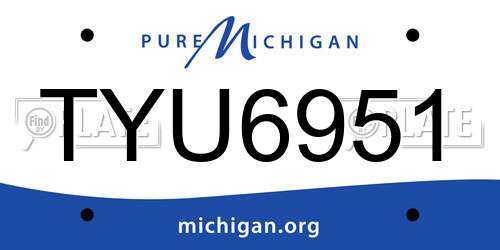 TYU6951 Michigan License Plate