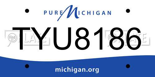 TYU8186 Michigan License Plate