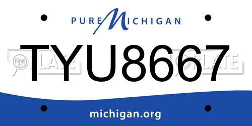 TYU8667 Michigan License Plate