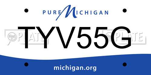 TYV55G Michigan License Plate