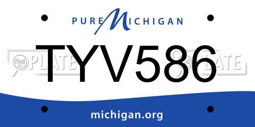 TYV586 Michigan License Plate