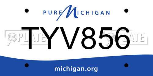 TYV856 Michigan License Plate