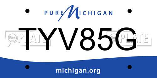 TYV85G Michigan License Plate