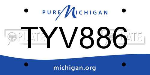 TYV886 Michigan License Plate