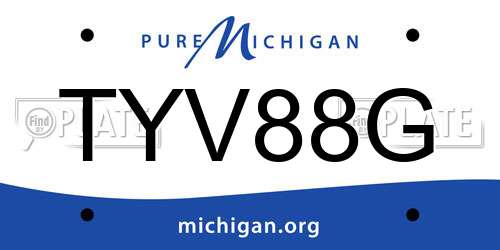 TYV88G Michigan License Plate