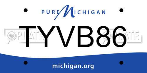 TYVB86 Michigan License Plate