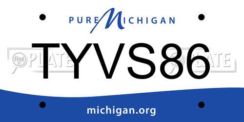 TYVS86 Michigan License Plate