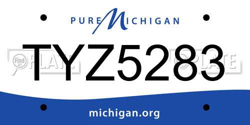 TYZ5283 Michigan License Plate