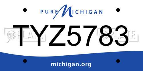 TYZ5783 Michigan License Plate