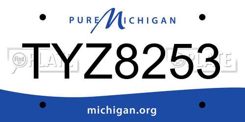 TYZ8253 Michigan License Plate