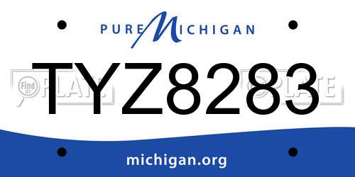TYZ8283 Michigan License Plate