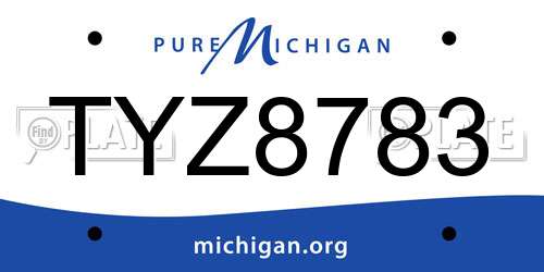 TYZ8783 Michigan License Plate