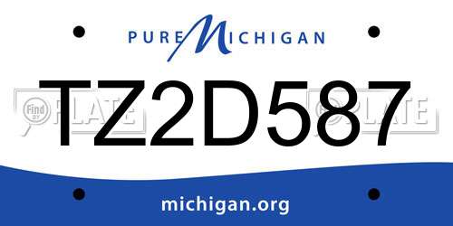 TZ2D587 Michigan License Plate