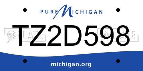 TZ2D598 Michigan License Plate