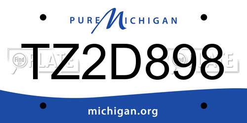 TZ2D898 Michigan License Plate