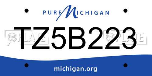 TZ5B223 Michigan License Plate