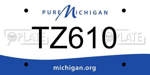 TZ610 Michigan License Plate