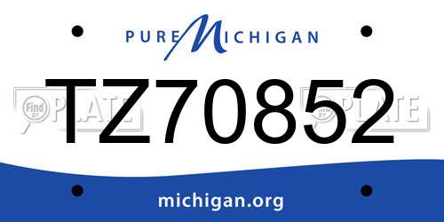 TZ70852 Michigan License Plate