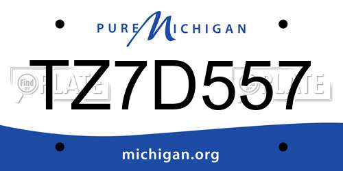 TZ7D557 Michigan License Plate