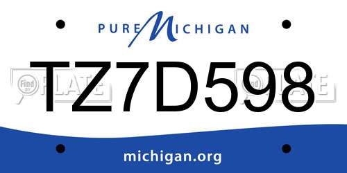 TZ7D598 Michigan License Plate