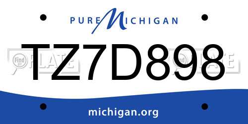 TZ7D898 Michigan License Plate