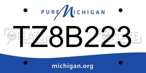 TZ8B223 Michigan License Plate