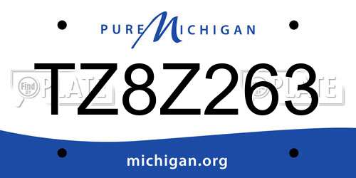TZ8Z263 Michigan License Plate
