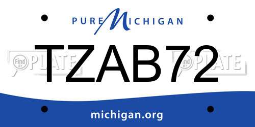 TZAB72 Michigan License Plate