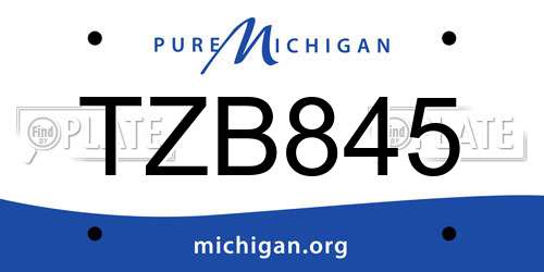 TZB845 Michigan License Plate