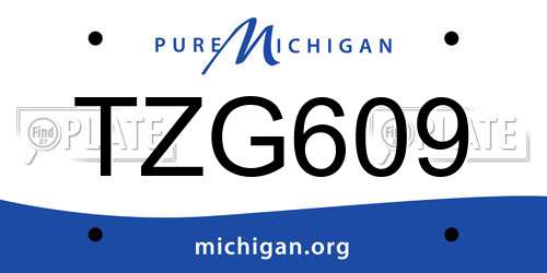TZG609 Michigan License Plate