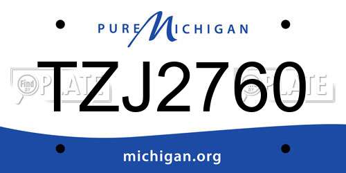 TZJ2760 Michigan License Plate