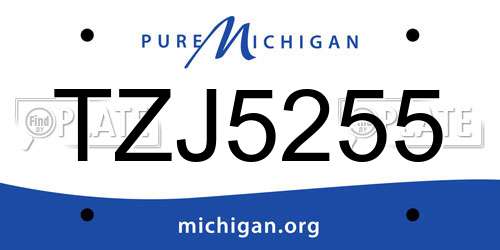 TZJ5255 Michigan License Plate