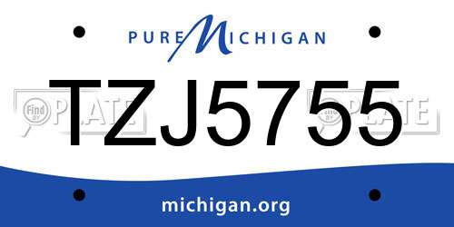 TZJ5755 Michigan License Plate