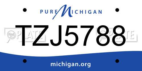 TZJ5788 Michigan License Plate