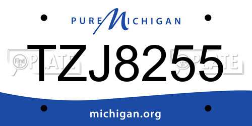 TZJ8255 Michigan License Plate