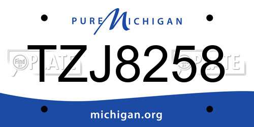 TZJ8258 Michigan License Plate