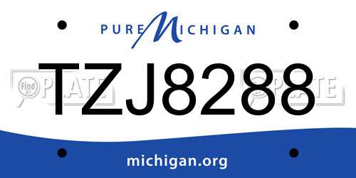 TZJ8288 Michigan License Plate