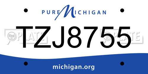 TZJ8755 Michigan License Plate