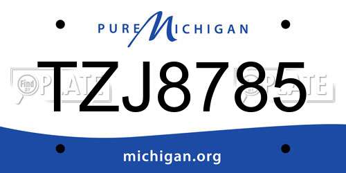 TZJ8785 Michigan License Plate