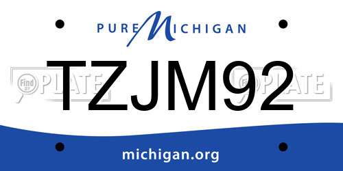 TZJM92 Michigan License Plate